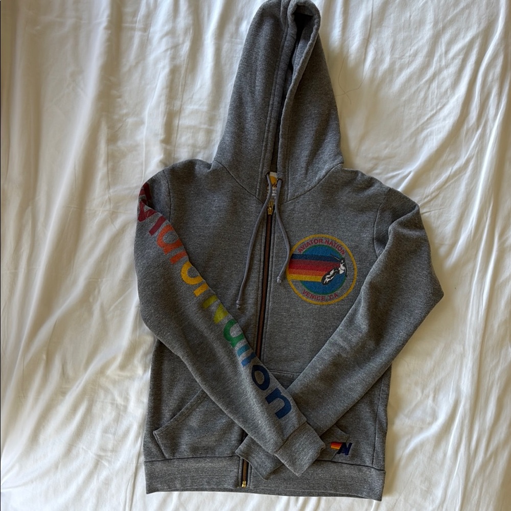Aviator Nation Gray Zip Up Hoodie